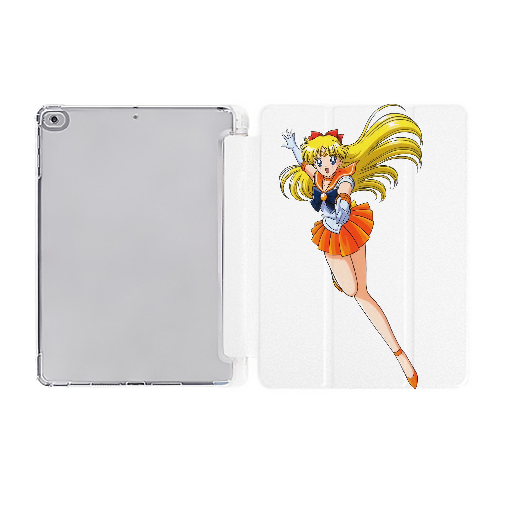 （画像用） 美少女戦士セーラームーン 愛野 美奈子 あいの みなこ Sailor Moon Aino Minako IPad ケース ペン収納付き 三つ折りスタンド PUレザー×シリコン 対応機種9.5/10.5/10.9インチ